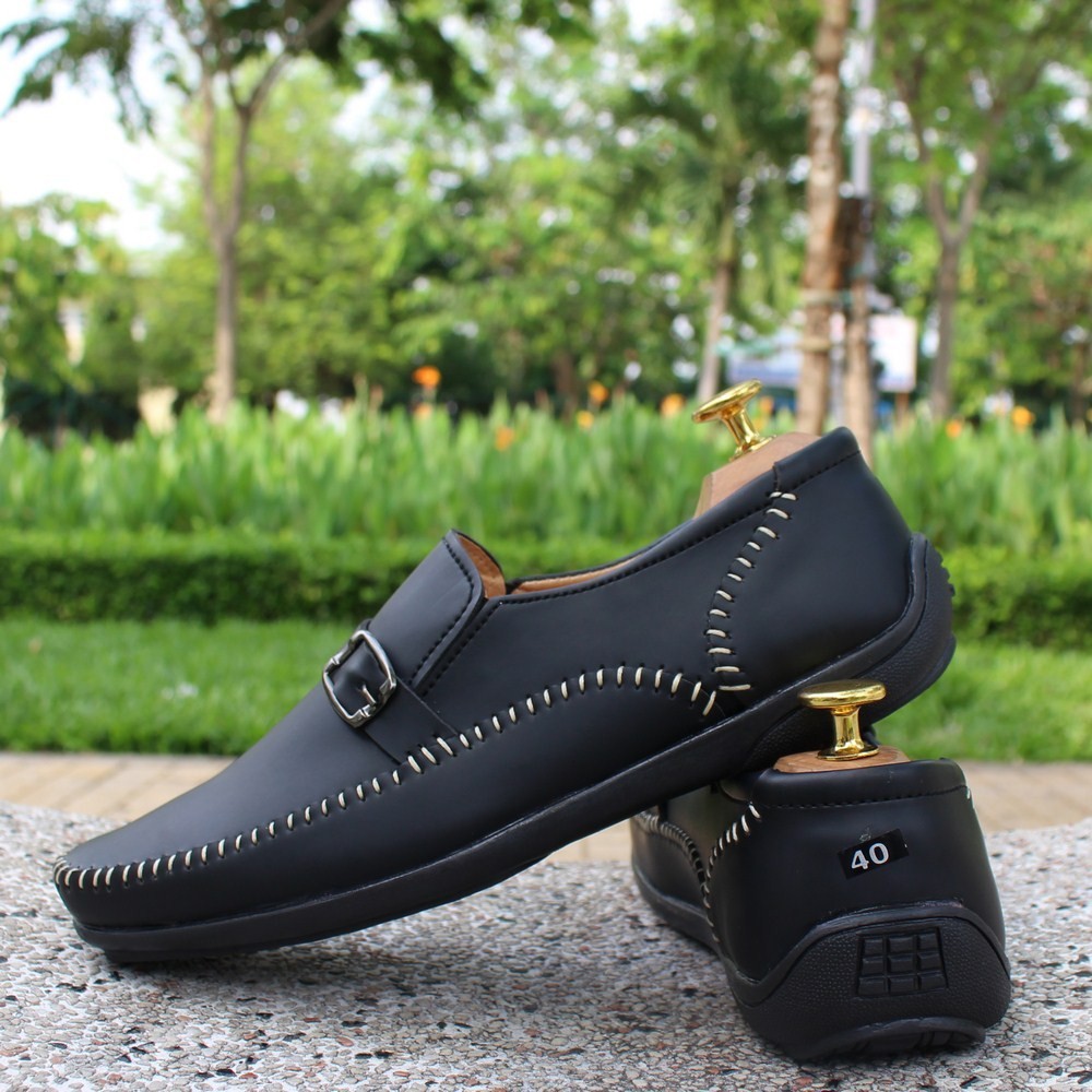 Giày Lười Nam Thời Trang Chỉ Trắng Đen