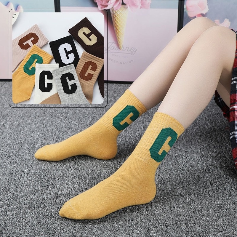 Vớ Cotton Thể Thao Màu Sắc Trơn In Chữ Cái Thời Trang Xuân Hè Cho Bé