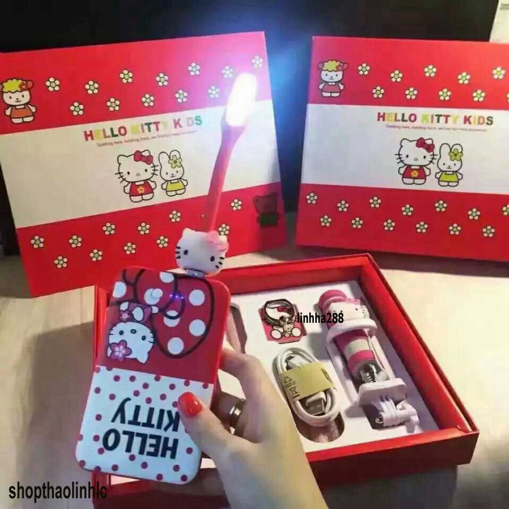 BỘ COMBO SẠC DỰ PHÒNG 5 MÓN ĐÁNG YÊU HÌNH DOREMON – HELLO KITTY