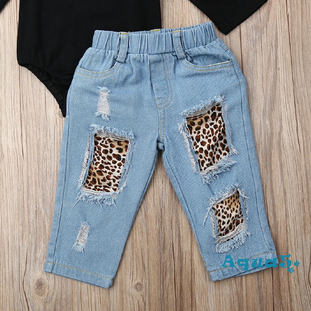 ✿ℛUS 2PCS Toddler Kids Baby Girl Ruffle Romper+Denim Pants Winter Outfits Clothes