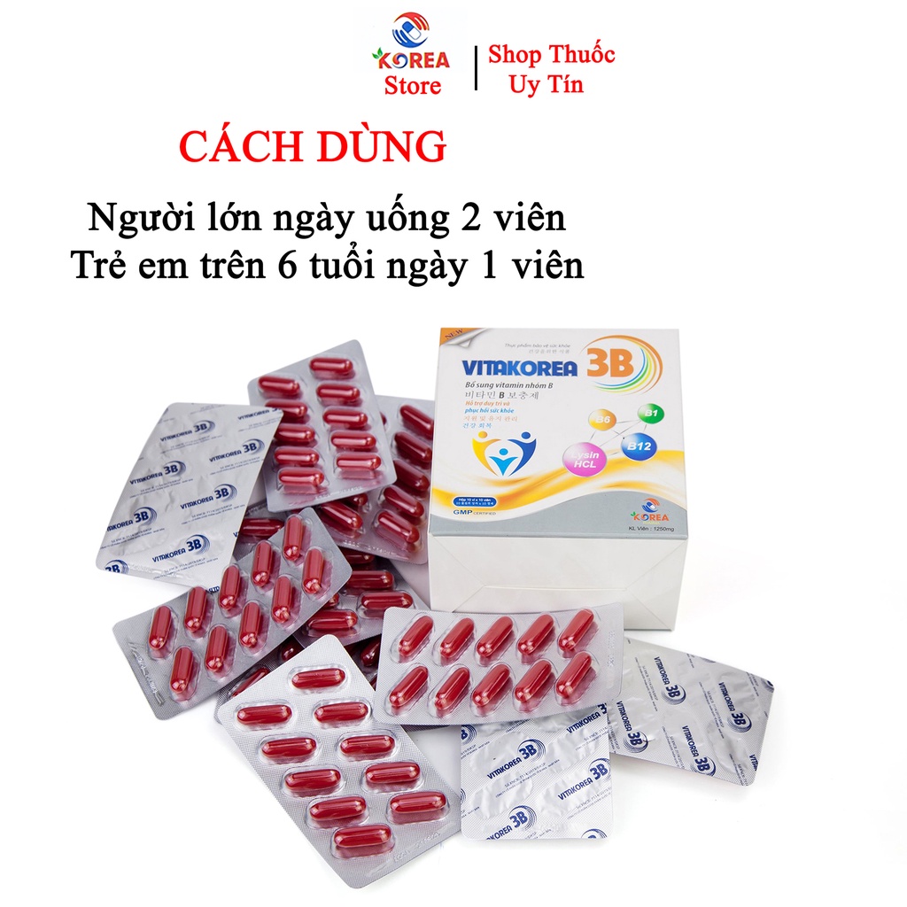 Vitamin 3B VITAKOREA 3B viên uống bổ sung hỗ trợ duy trì và phục hồi sức khỏe, hộp 100 viên