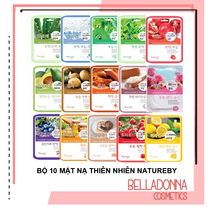 [ 15 Loại ] Combo 10 Mặt Nạ Dưỡng Da Natureby Esence Mask Sheet 23ml