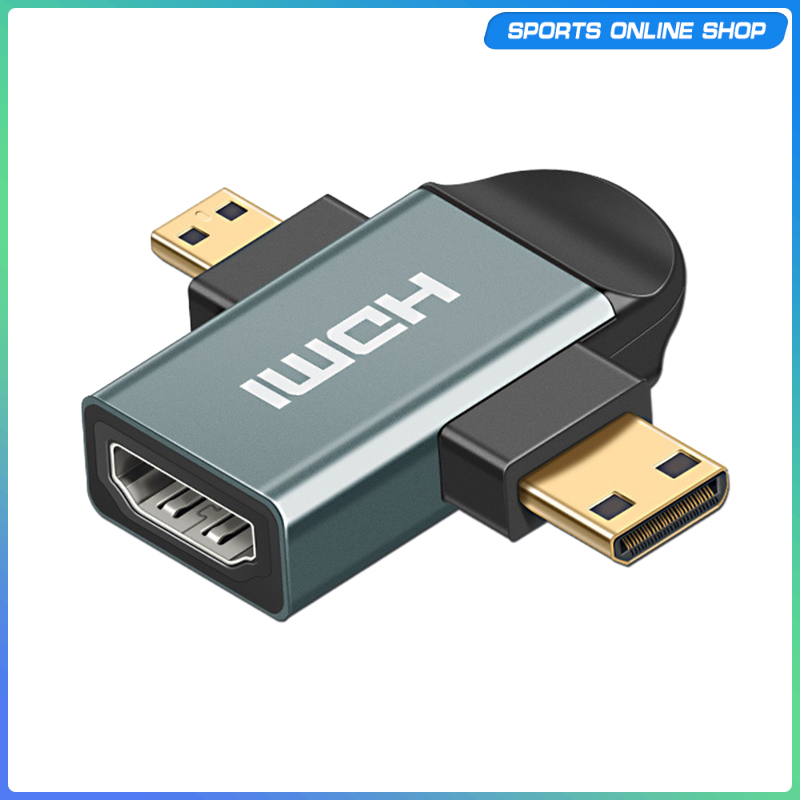 3-in-1 HDMI to Mini/Micro HDMI Adapter, Mini and Micro HDMI Male to HDMI Female Universal T Adapter with Gold-Plated Connectors