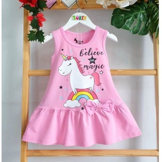 VÁY ĐẦM THUN COTTON 4 CHIỀU HÌNH NGỰA PONY CHO BÉ GÁI Mùa hè SIZE 1-8 ELSA
