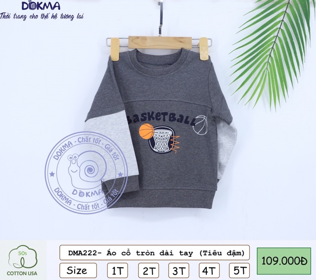 Dokma- Áo cổ tròn dài tay cotton chất nỉ da cá đẹp (1-5y) DMA222