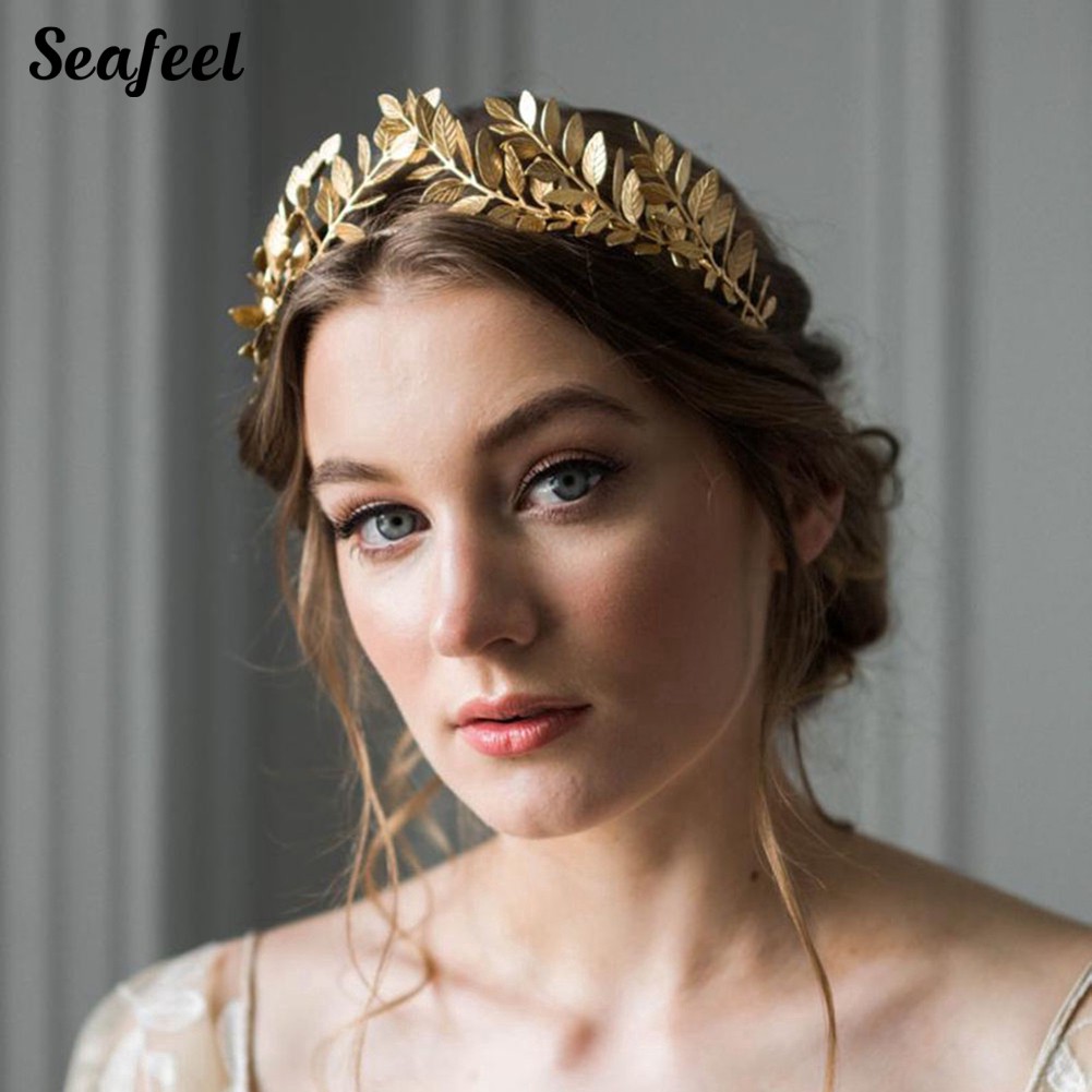 SF Women Leaves Crown Headband Wedding Party Headwear Hair Accessories