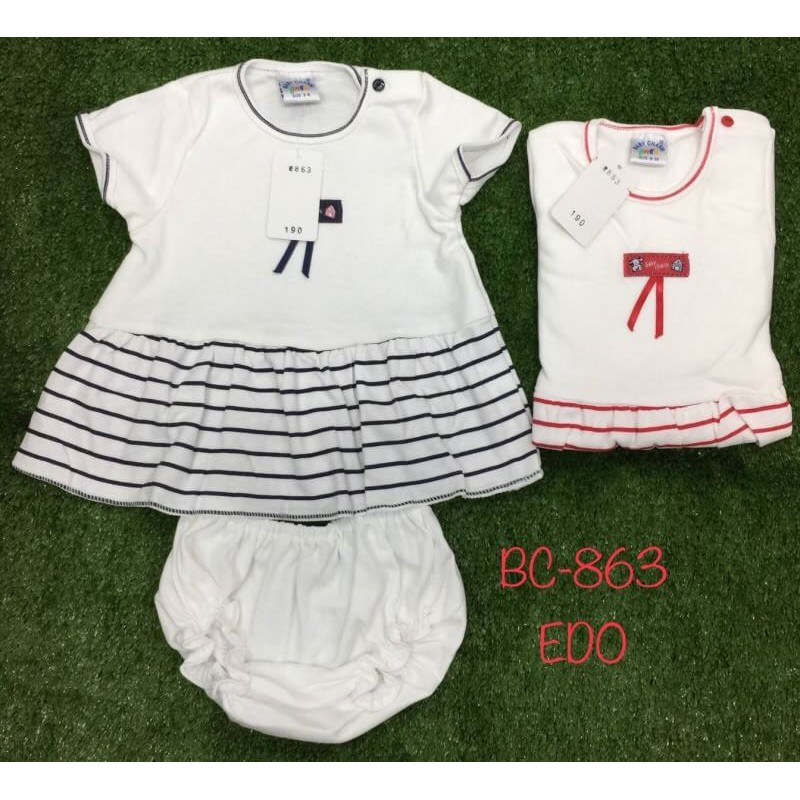 Áo đầm thun cotton cho bé từ 0 đến 12 tháng hàng Thailand BaBy Charm