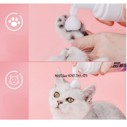 Bọt Tắm Khô Cho Chó Mèo Thảo Dược An Toàn, Dưỡng Lông Sạch Da Cho Chó Mèo 200ml 70 Present