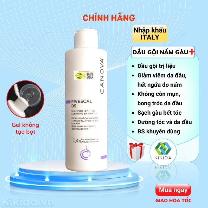 Dầu gội Nấm da đầu giảm Gàu Nấm Mụn Đỏ bong tróc CANOVA làm sạch dịu nhẹ da đầu nhạy cảm kích ứng