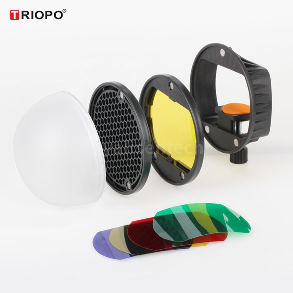 Bộ đèn chiếu sáng tốc biến TRIOPO kèm giá đỡ từ tính chuyển đổi + quả cầu khuếch tán ánh sáng + lưới tổ ong