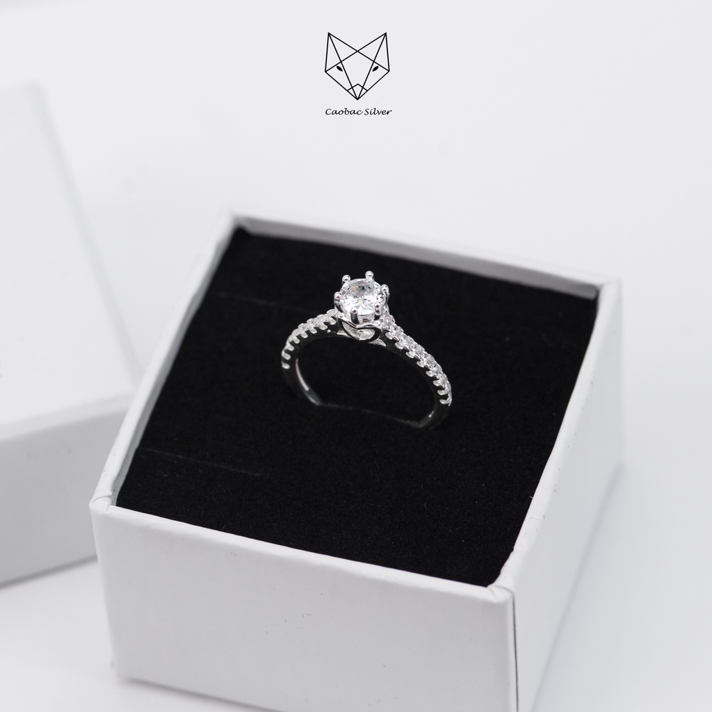 Nhẫn Bạc Ta Cao Cấp CaoBac Silver Ổ Đá Cạnh Tim Sang Trọng Dành Tặng Riêng Cho Bạn Gái
