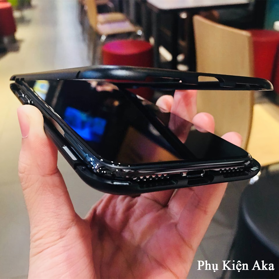Ốp 2 Mặt Kính Cường Lực Trong Suốt - Ốp Nam Châm Cường Lực - Chống Xước Chống Va Đập Cho IPhone Xsmax XS X XR 7plus 8