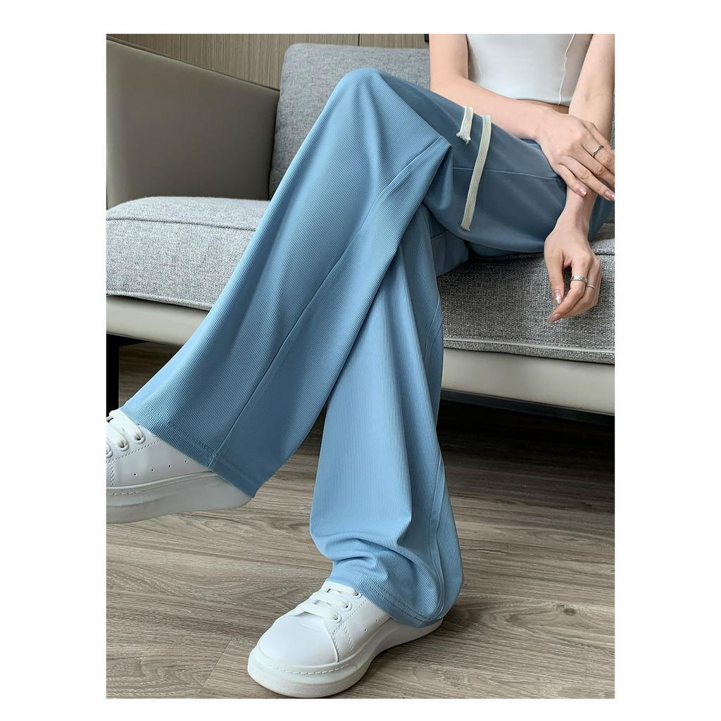 Quần Dài Ống Rộng Lưng Cao Vải Lụa Lạnh Thời Trang Mới Cho Nữ