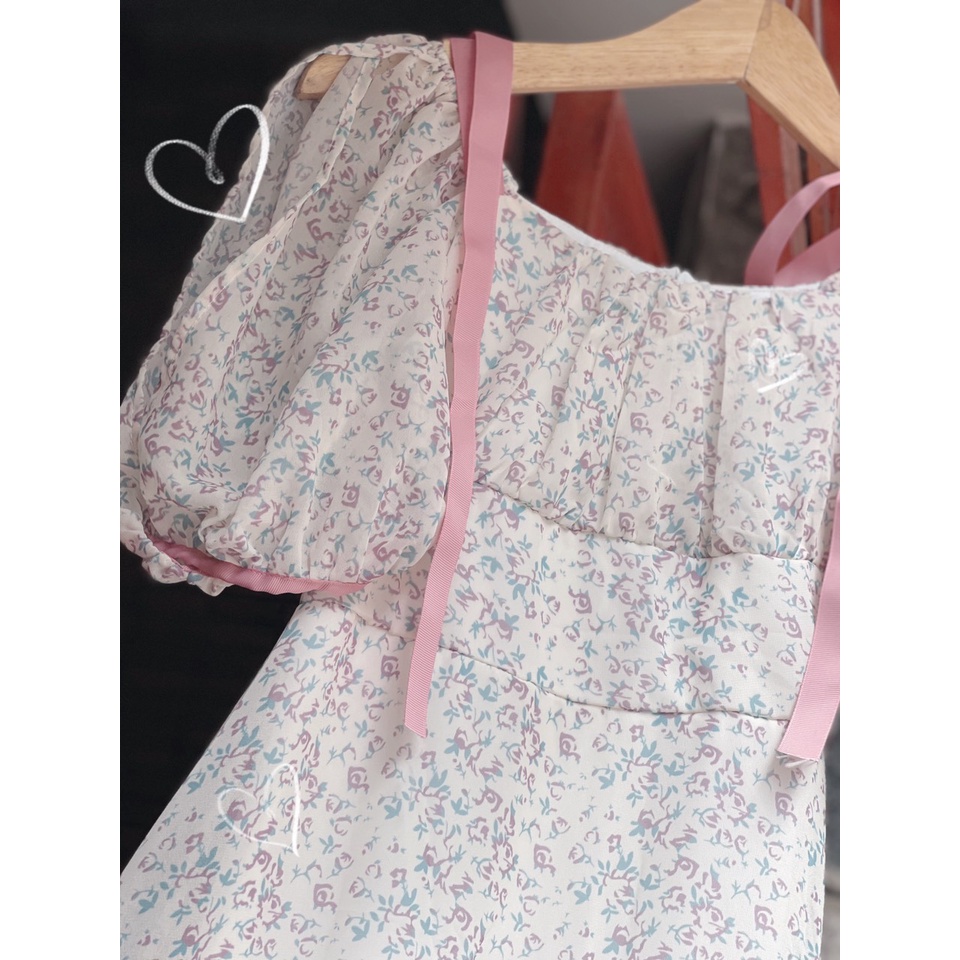 ĐẦM HOA VIỀN HỒNG MIDI