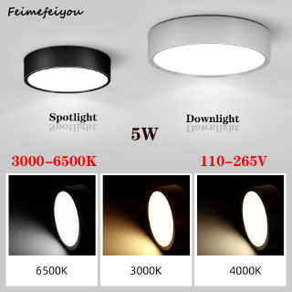 Set 2 Đèn Led Gắn Trần 5w 3000-6500k 110-265v Ánh Sáng Trắng / Đen