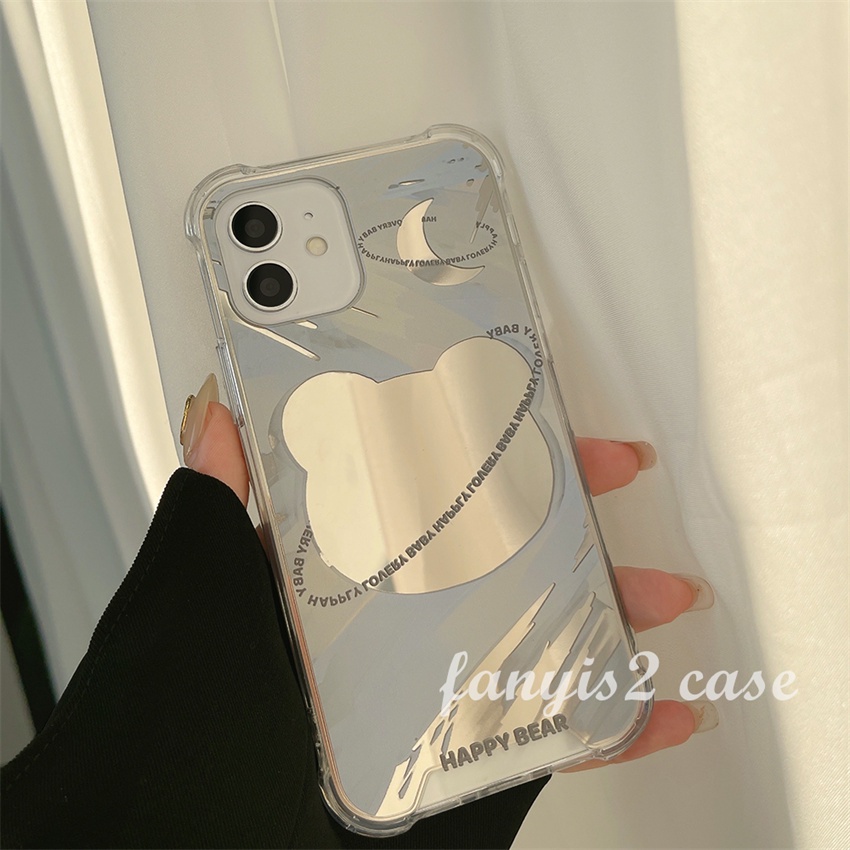 Ốp Điện Thoại Mềm Có Gương Trang Điểm Hình Gấu Cho iPhone 13 12 11 Pro Max XS Max XR X 8 7 Plus SE 2020