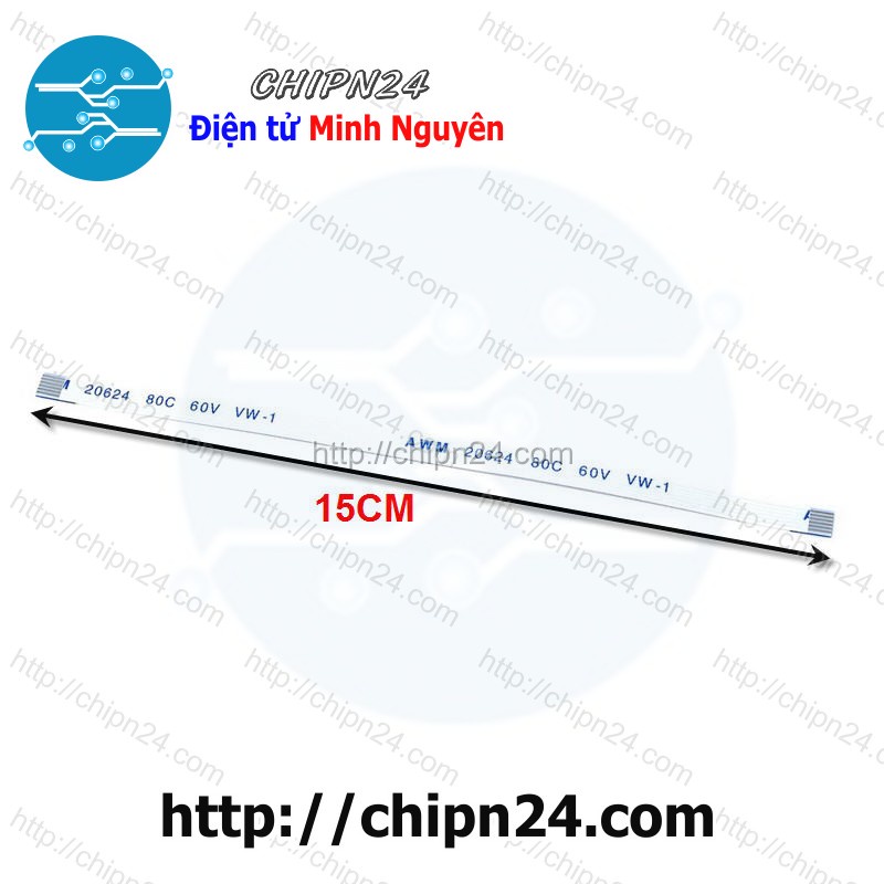 [1 SỢI] Cáp FPC/FFC 6P 0.5MM 15CM cùng chiều (Cáp AWM 20624 80C 60V VW-1)