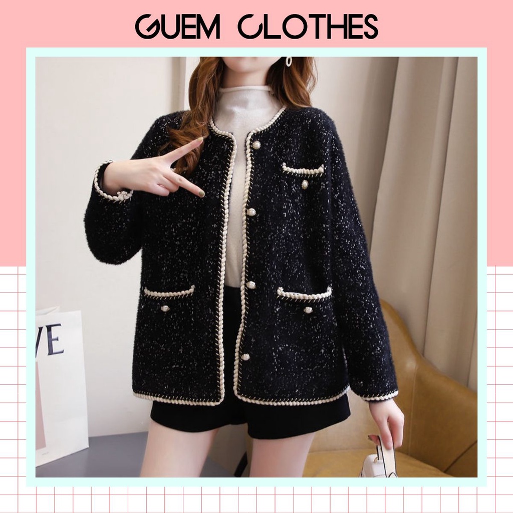 Áo khoác dạ lông phối viền hàng Quảng Châu 4 túi thời trang - GUEM Clothes