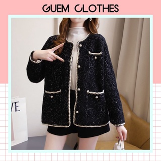  Áo khoác dạ lông phối viền hàng Quảng Châu 4 túi thời trang - GUEM Clothes 