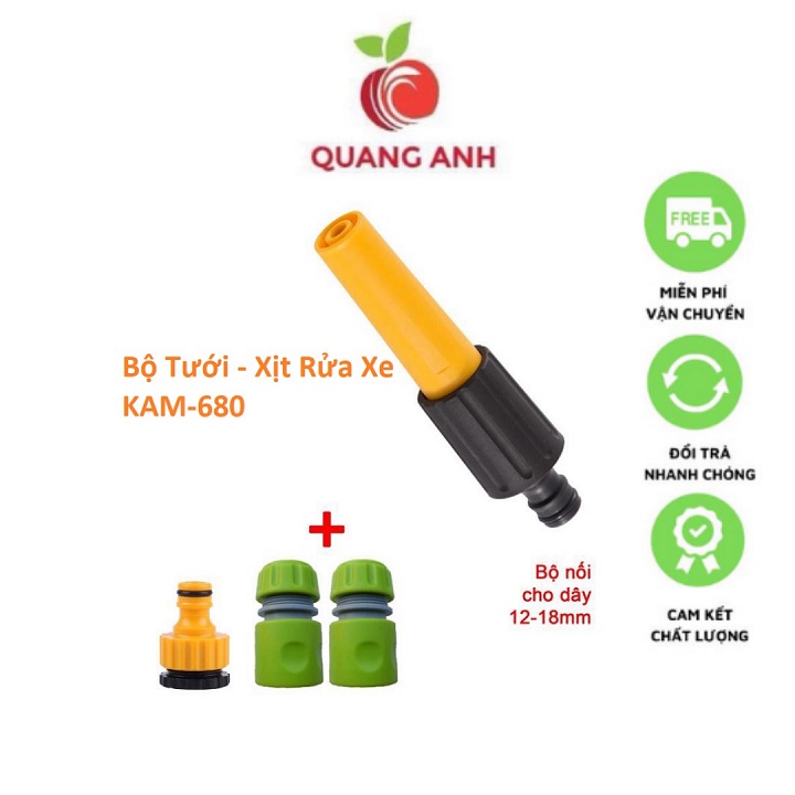 [FreeShip] Bộ Phụ Kiện Tưới Cây, Rửa Xe 4 Món KAM-680, Bộ Vòi Tưới Cây Chất Lượng Cao