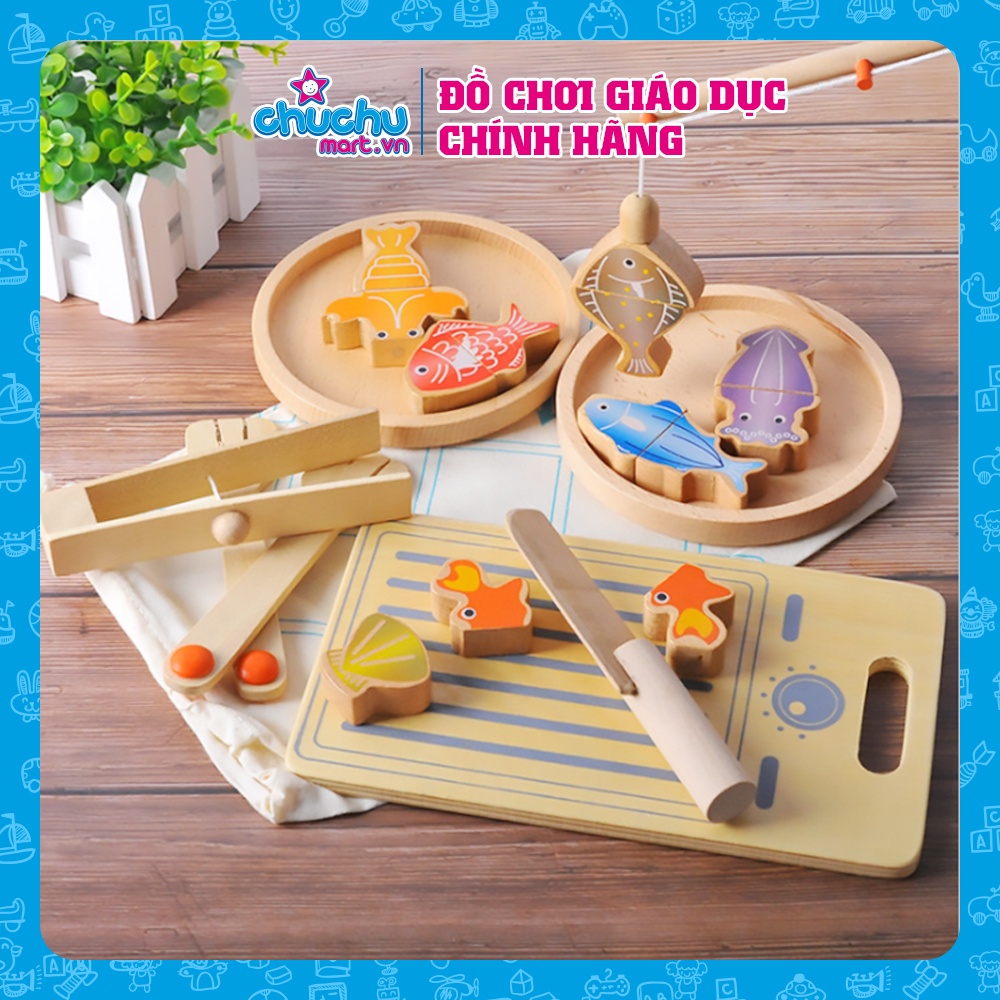 Đồ chơi gỗ bộ câu cá làm bếp Nhật