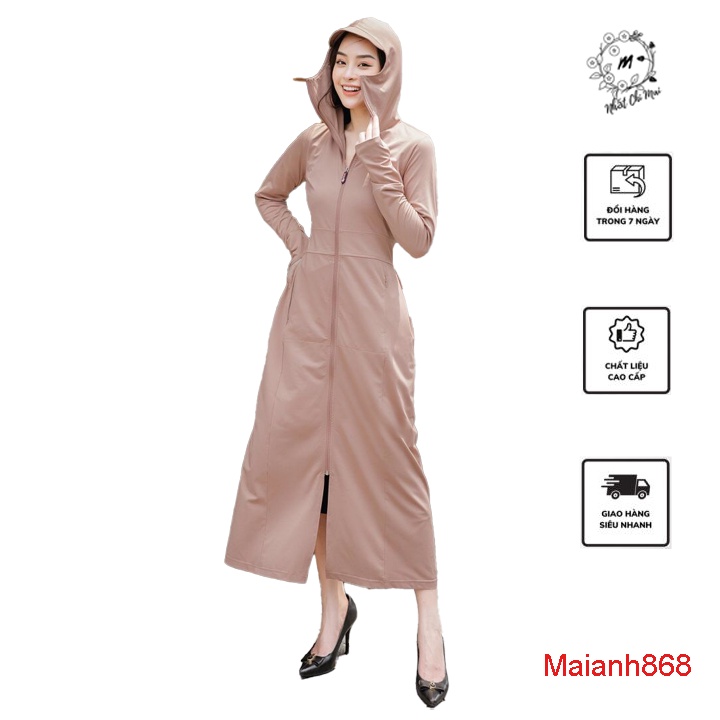 Áo chống nắng Nữ toàn thân 2 lớp chất thun lạnh xuất Nhật cao cấp