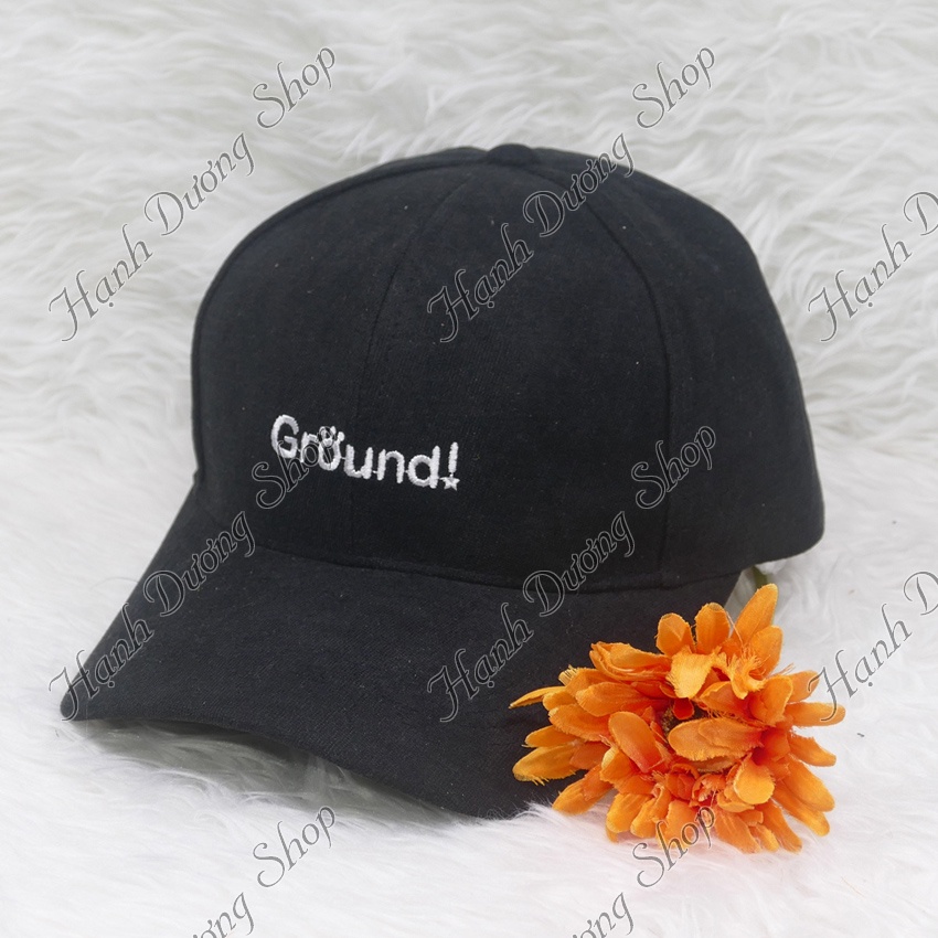 Mũ kết vải nhung thêu chữ Ground đẹp phong cách thời trang phù hợp cả nam lẫn nữ