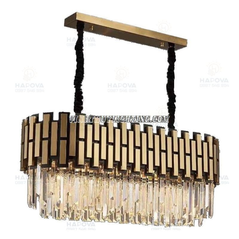 Đèn chùm pha lê cao cấp HAPOVA CIRES 027 kích thước D800x300 + Tặng kèm bóng led 3 màu