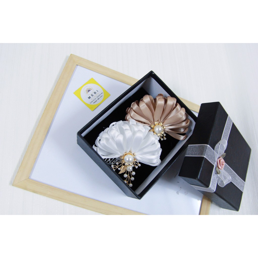 (Ảnh thật 100%) Hoa cài áo hoa cúc nửa bông sang chảnh size 8-8.5cm (NO BOX)