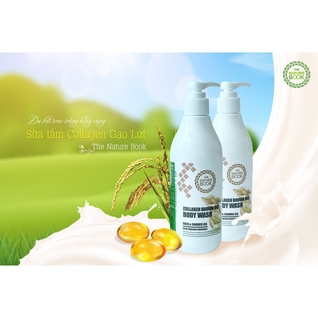 [CHÍNH HÃNG] Sữa Tắm Collagen Gạo Lức The Nature Book 300ml