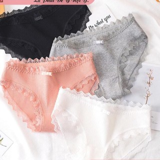 Quần Lót Sợi Cotton Tự Nhiên Cạp Ren Kháng Khuẩn