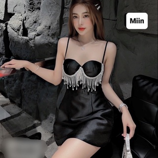 Váy 2 dây tapta cúp ngực đính dây đá