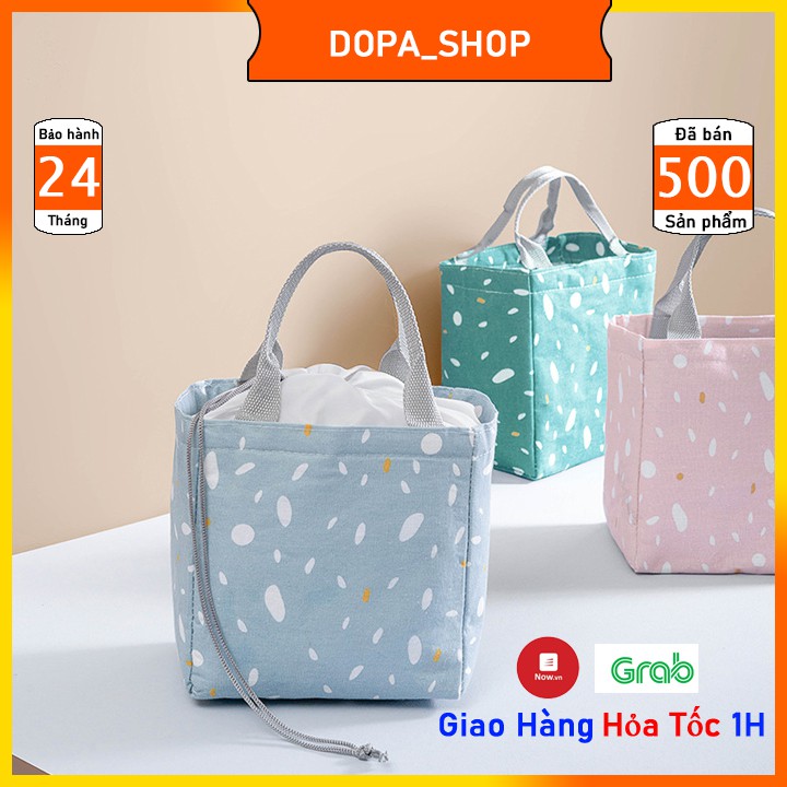 Túi đựng hộp cơm 2 lớp cotton dễ thương nhiều màu sắc - DOPA