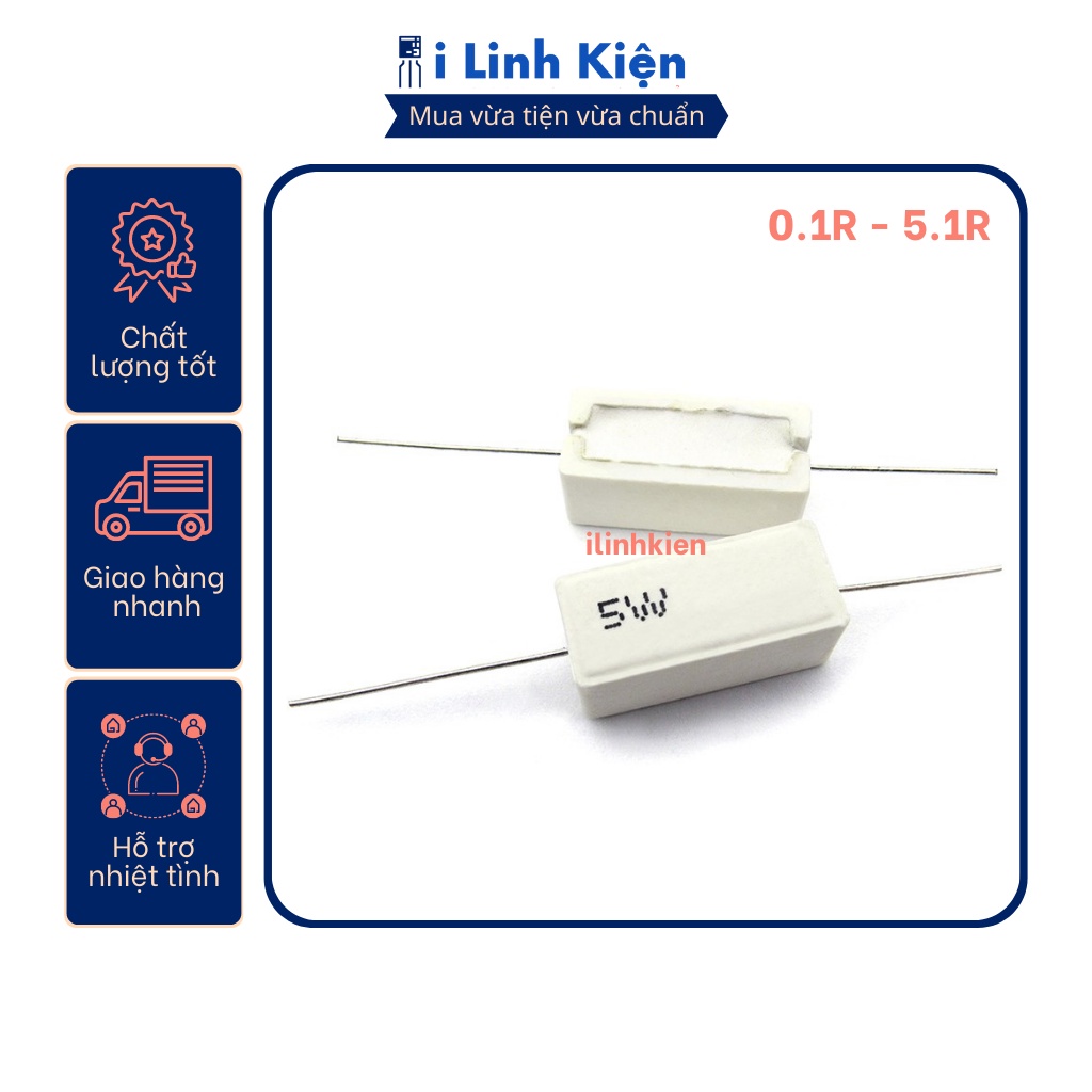 Điện trở sứ 5W 0.1R - 5.1R 5%
