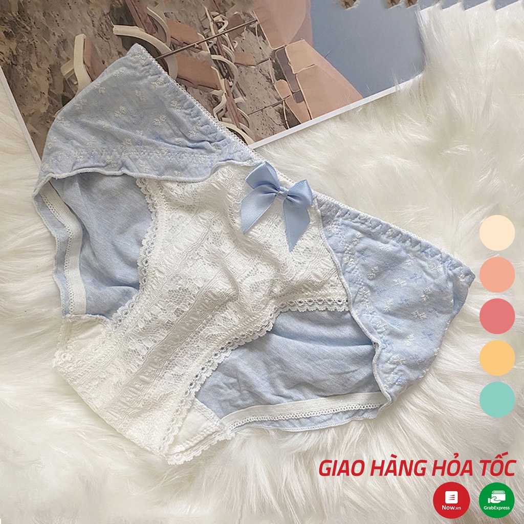Quần lót nữ phối ren nơ XUU, thiết kế hoa nhí phong cách nhẹ nhàng QC77