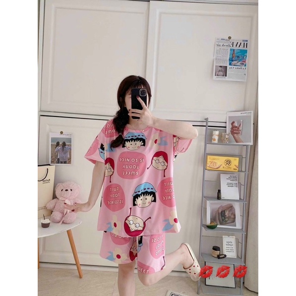 Bộ đùi hoạt hình 3D Bộ ngủ hình gấu dáng thụng chất cotton pizama nhiều màu pyjama