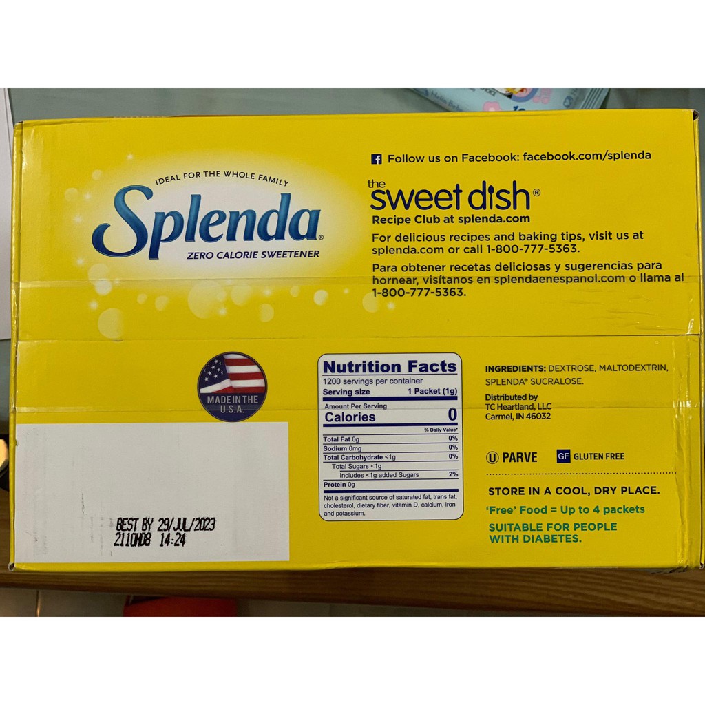 Đường Ăn Kiêng Splenda No Calories Sweetener 1200 gói - USA