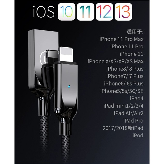 Cáp sạc điện thoại thông minh USAMS tự điều chỉnh dòng điện cho Iphone 7, 8, XS