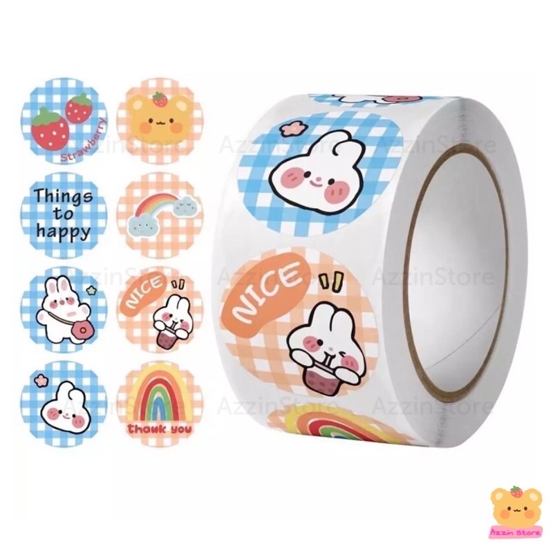 10 Tem Nhãn Dán Sticker Cám Ơn Decal 2.5cm/1Inch Thank You Gấu Thỏ Hoạt Hình Caro Dễ Thương Azzin Store ND076