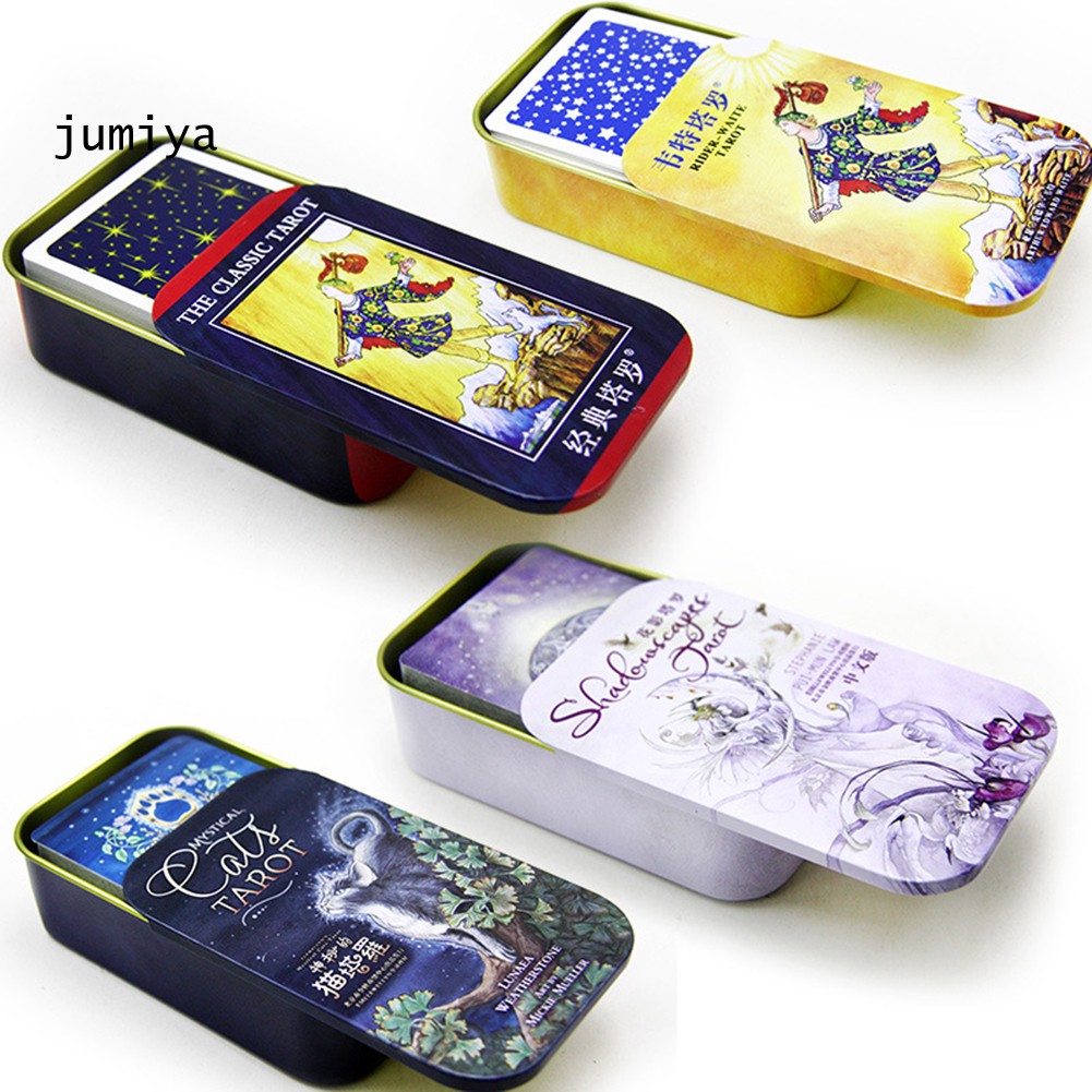 Bộ thẻ bài Tarot cơ bản phiên bản tiếng Anh kèm hộp đựng bằng sắt tiện dụng