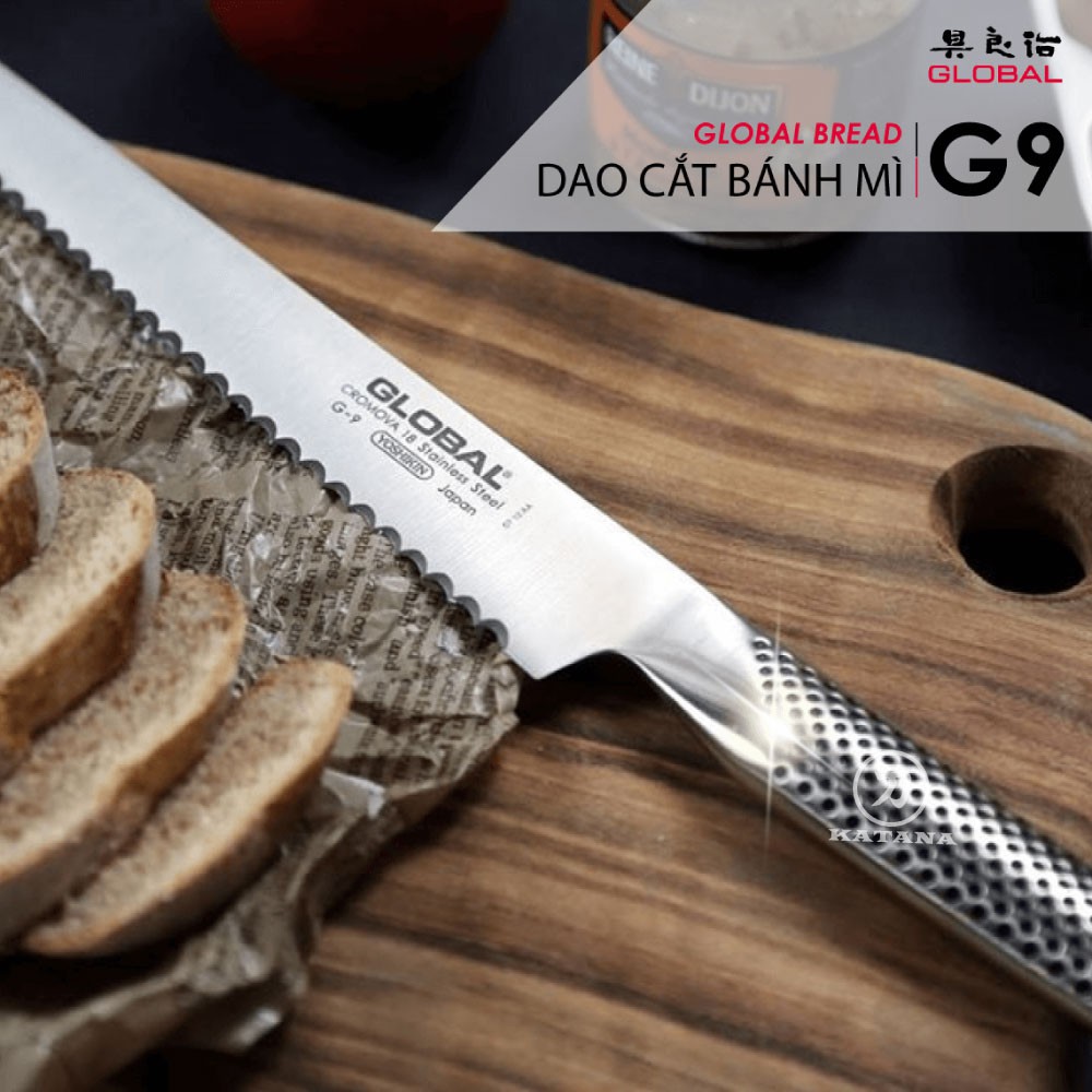 Dao bếp Nhật cao cấp Global G9 Bread - Dao cắt bánh mỳ (220mm)