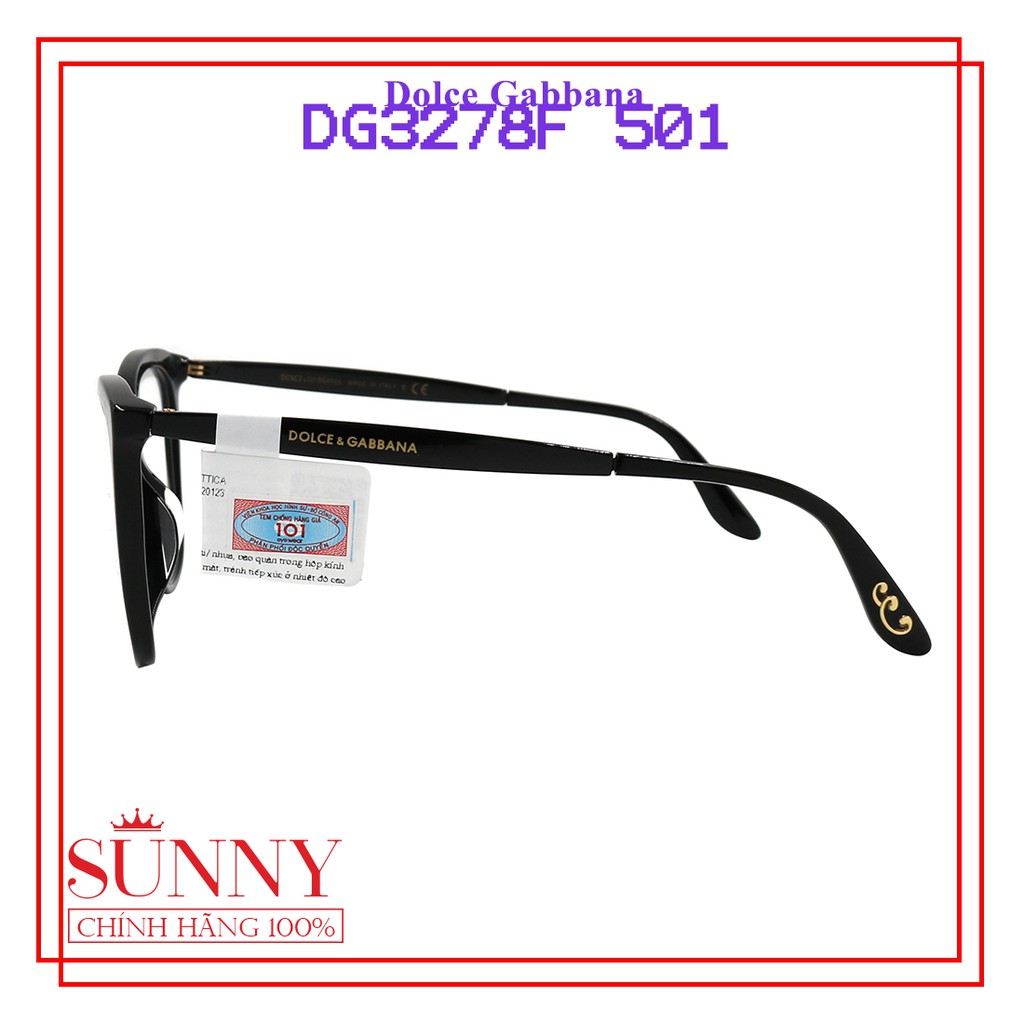 Gọng kính nam nữ chính hãng Dolce &amp; Gabbana DG3278F 501 màu sắc thời trang, thiết kế dễ đeo bảo vệ mắt