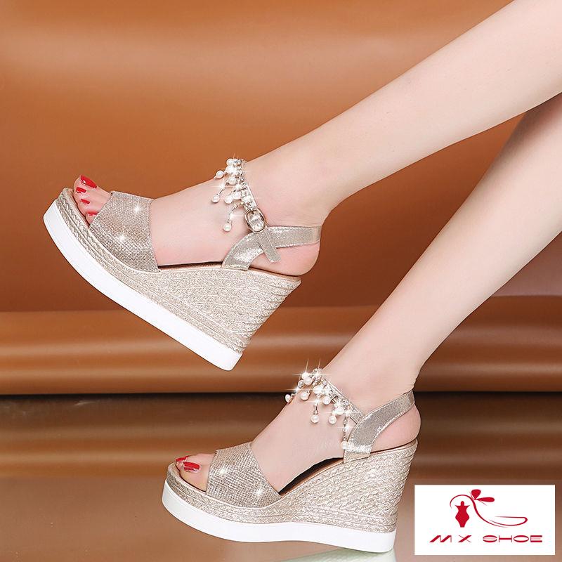 M & X ~  Sandal Đế Xuồng Dày Phong Cách Mới Chống Nước Dễ Phối Đồ Cho Nữ