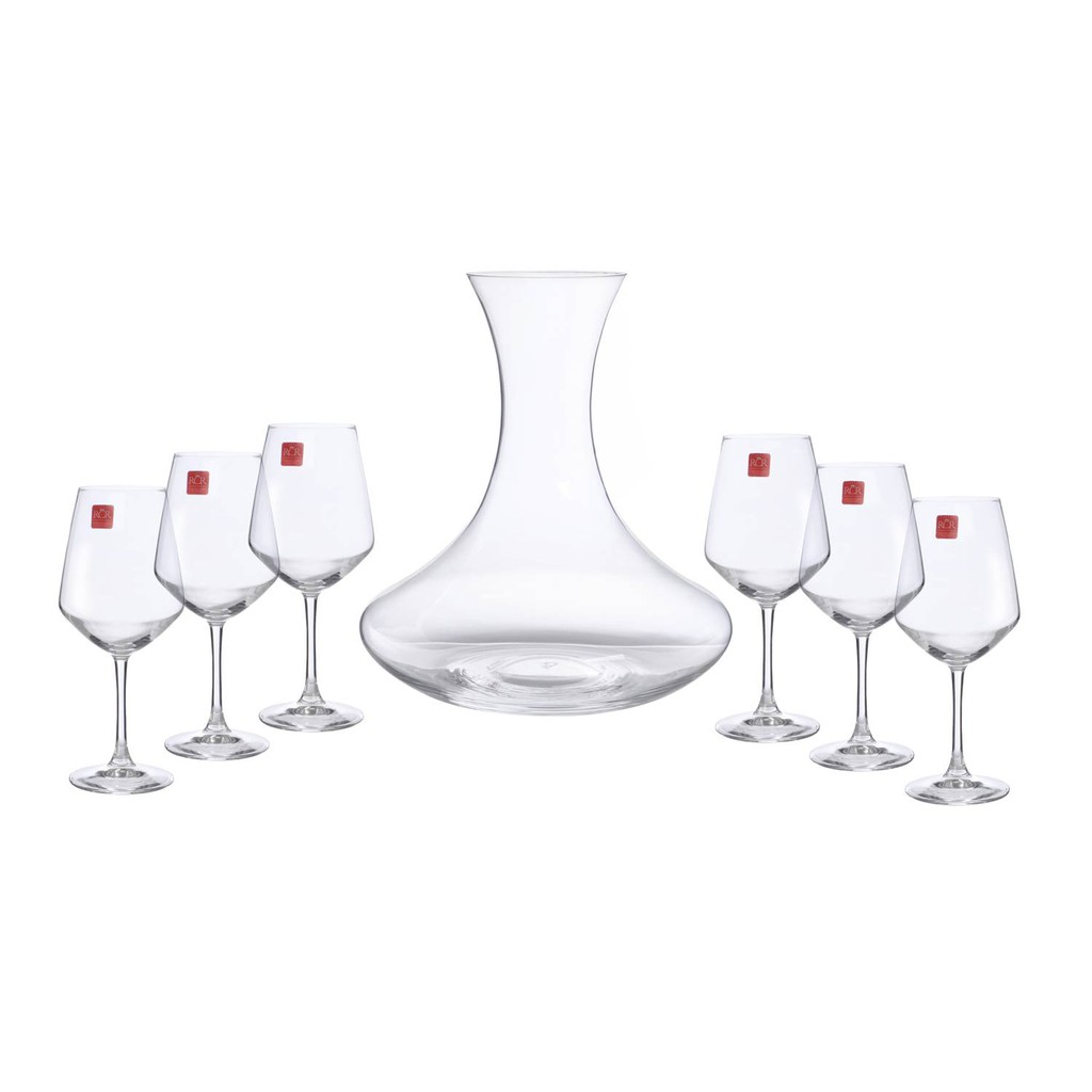 Bộ 1 Bình Thở Rượu Vang 2.0L và 6 Ly Rượu Vang 550ml RCR - Universum Set 7pcs