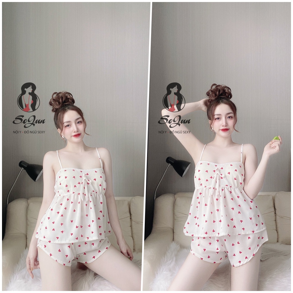 [Mã FAMARAL1 giảm 10K đơn 50K] Đồ Mặc Nhà Nữ SOJUN Bộ Mango Có Mút Ren Ngực &lt;65kg