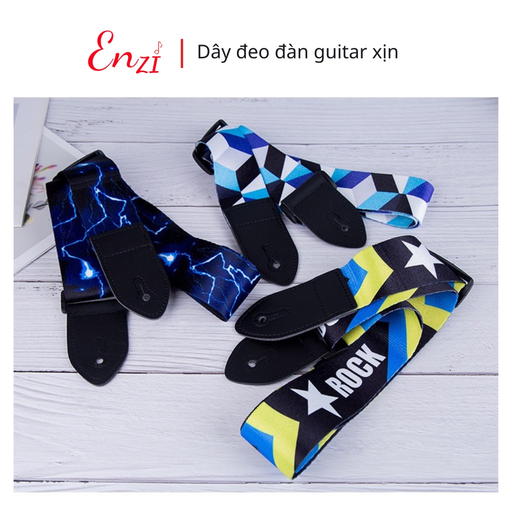 Dây đeo đàn guitar ukulele ED1 đàn classic, acoustic ghi ta bass  ghita điện phối hình dày dặn chắc chắn Enzi