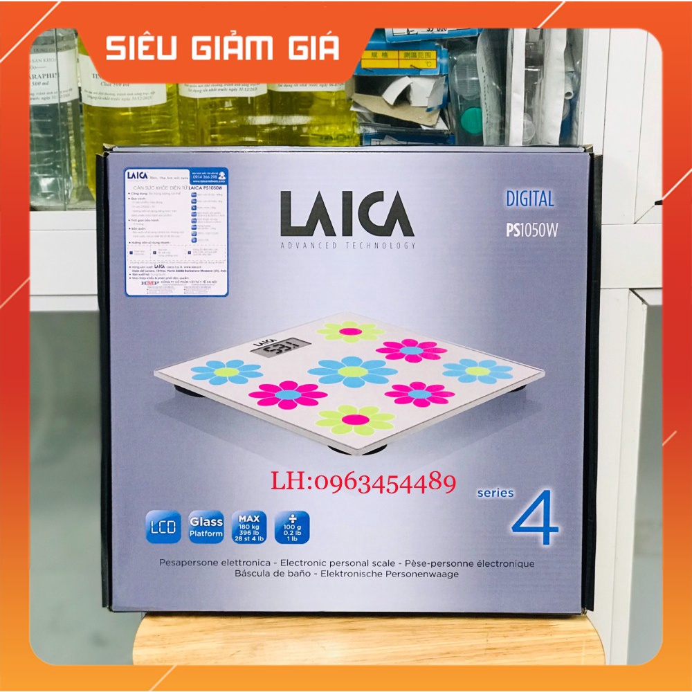 [CHUẨN CHÍNH HÃNG] Cân sức khỏe nhiều màu sắc mặt kính cường lực Laica Italia PS1050