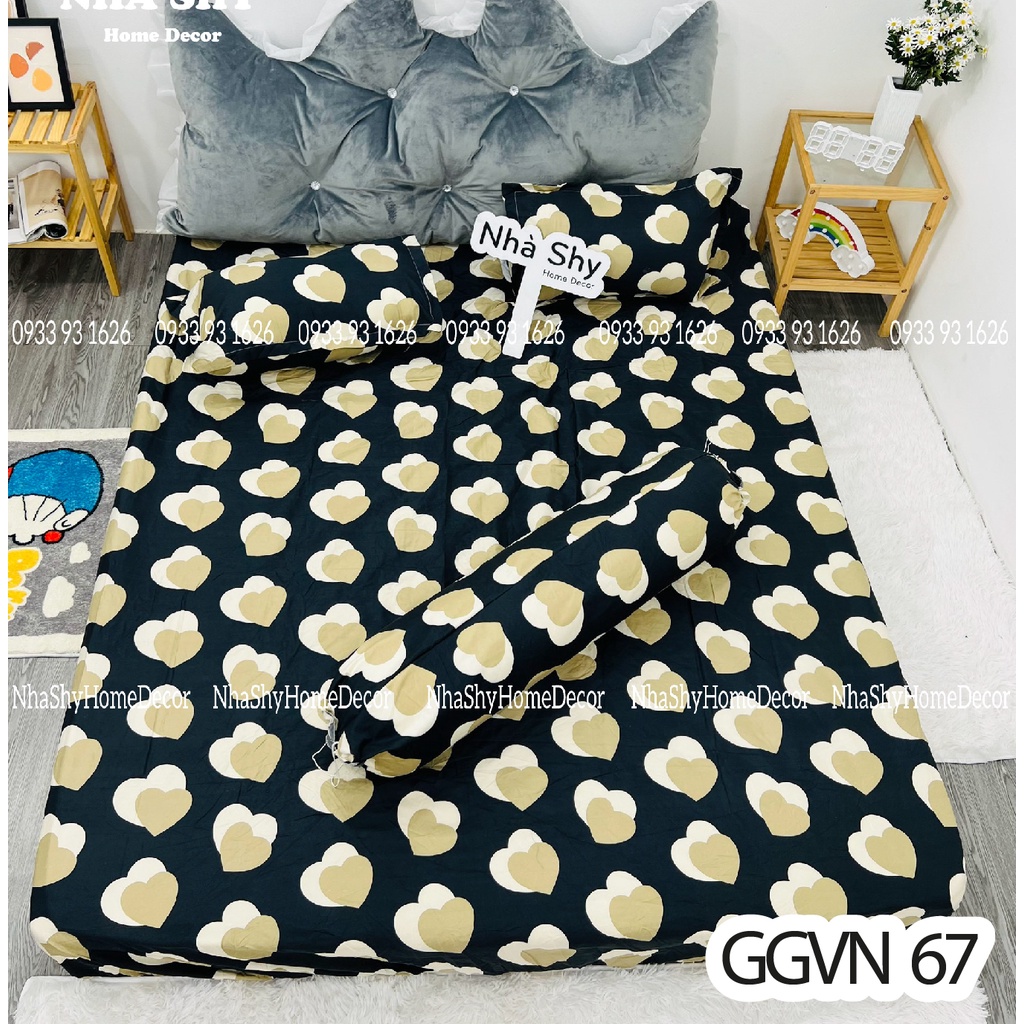 Bộ Ga Giuờng Cotton Poly 3 Món Chất Cotton Poly Hàng Việt Nam Sản Xuất - Set Ga + 2 Vỏ Gối Nằm