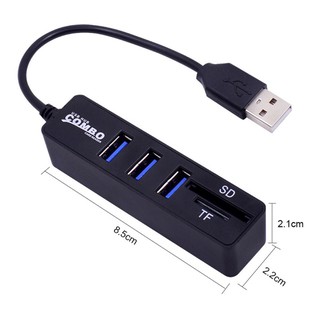 Hub usb 3 cổng tốc độ cao kết hợp 2 cổng đọc thẻ sd/tf