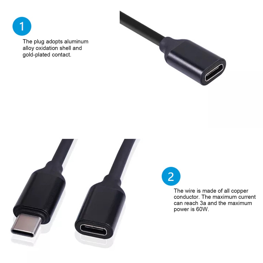 Dây Cáp Nối Dài USB 2.0 Tốc Độ Cao 3A Type-C Dành Cho Laptop